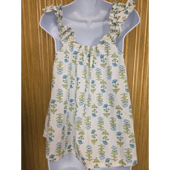 Piyama Womens Cotton Ruffle Sleeve Top Size Small Block Print Boho Cotton - Picture 4 of 5